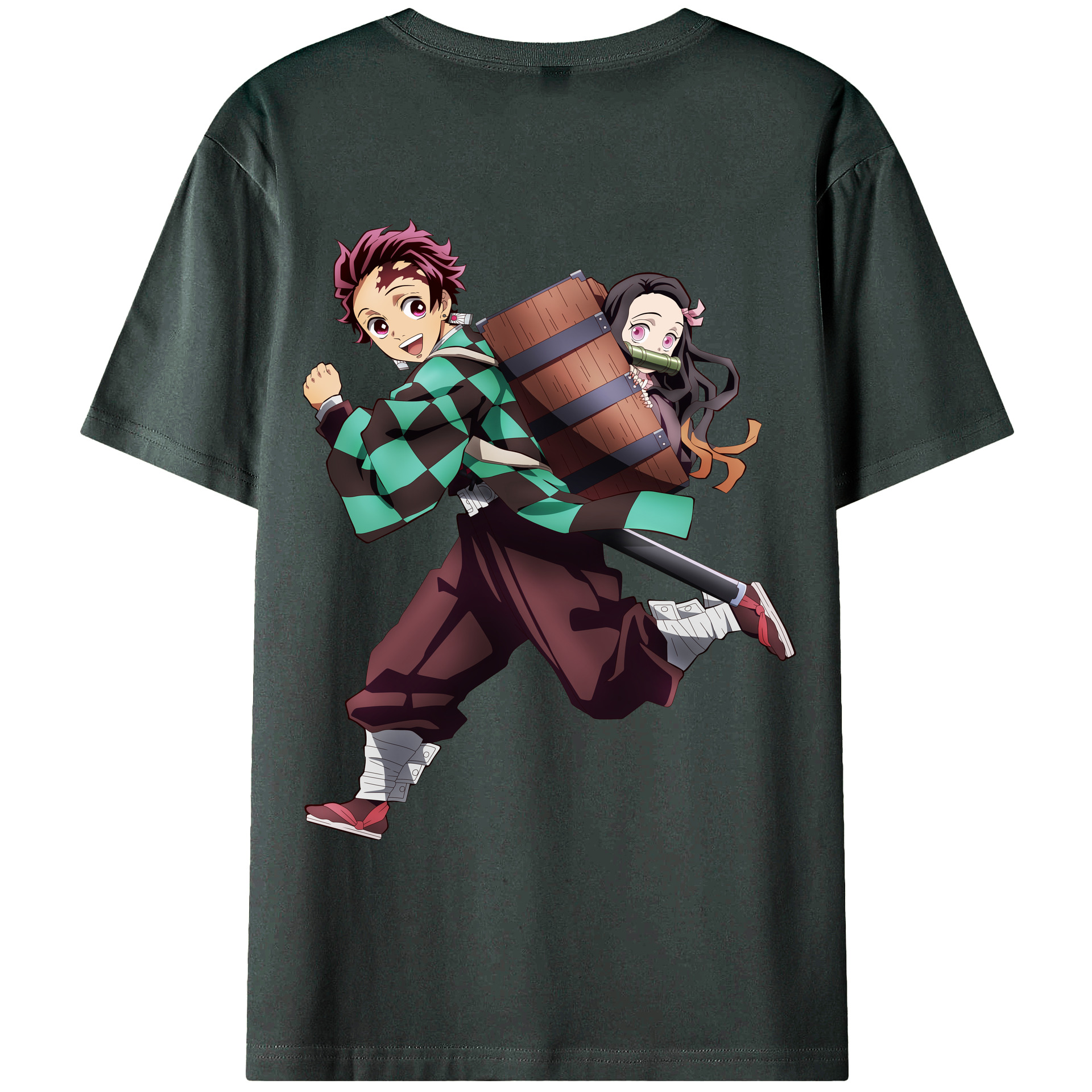 （画像用） 鬼滅の刃 竈門 炭治郎／かまど たんじろう Kamado Tanjirou 綿100％ メンズ半袖Tシャツ（バックプリント） 通気性